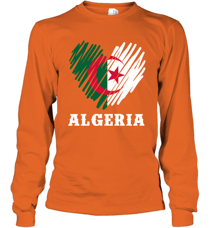 Algeria Flag Shirt Long Sleeve T-Shirt Long Sleeve T-Shirt Orange