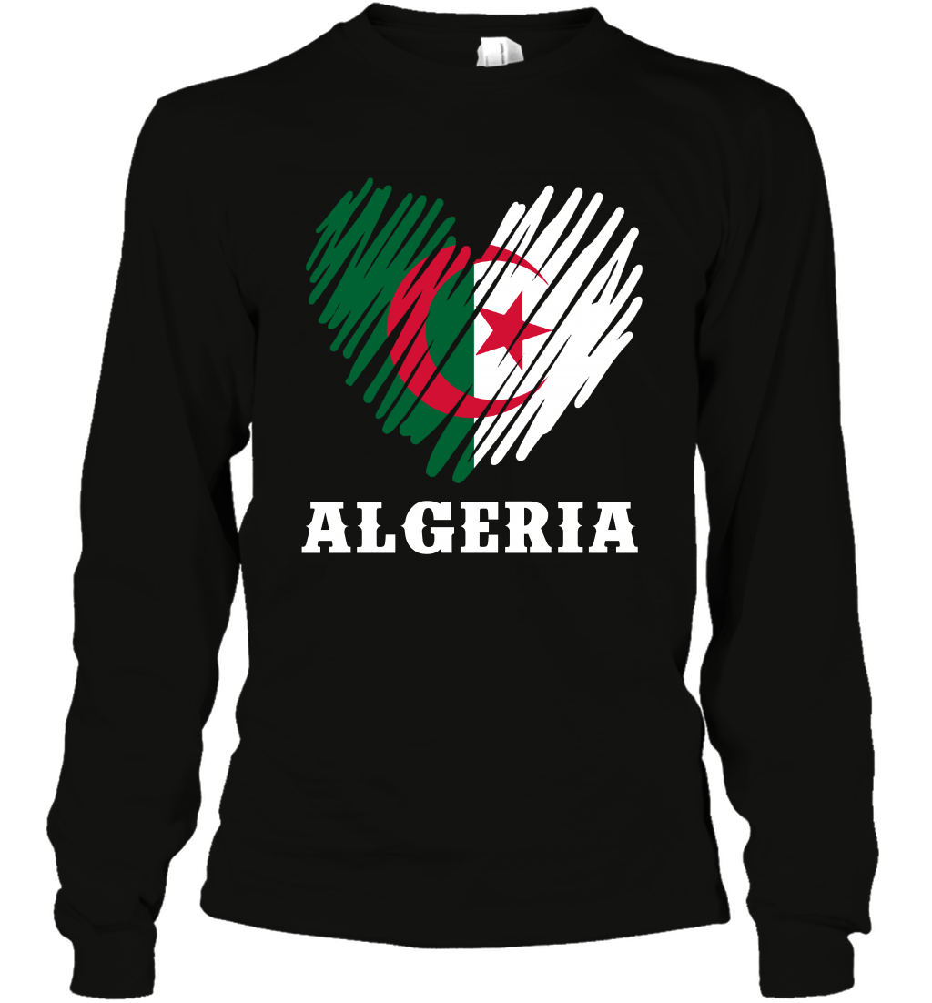 Algeria Flag Shirt Long Sleeve T-Shirt Long Sleeve T-Shirt Black