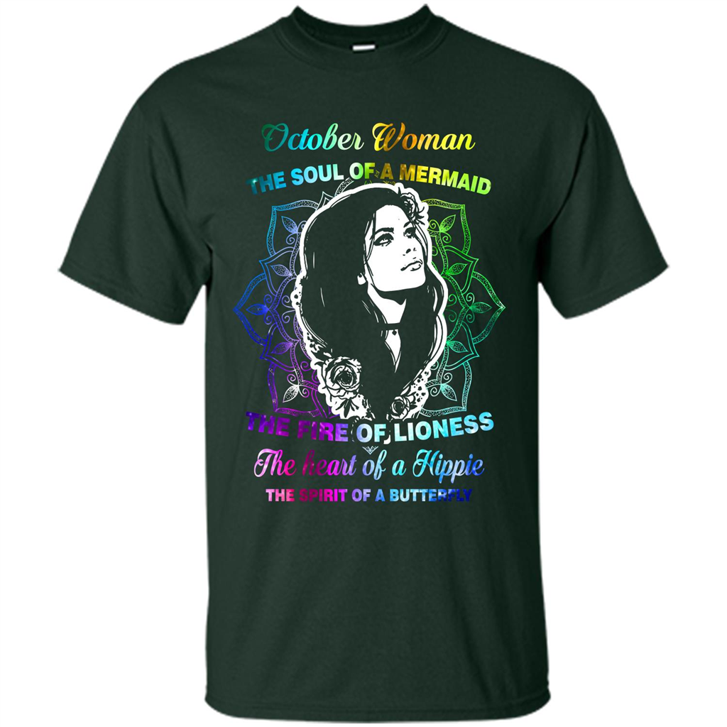 October Woman T-shirt The Heart Of A Hippie Forest Green
