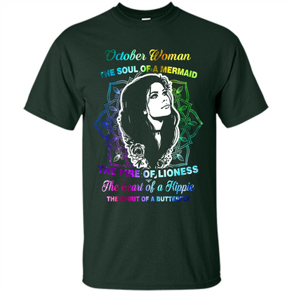 October Woman T-shirt The Heart Of A Hippie Forest Green