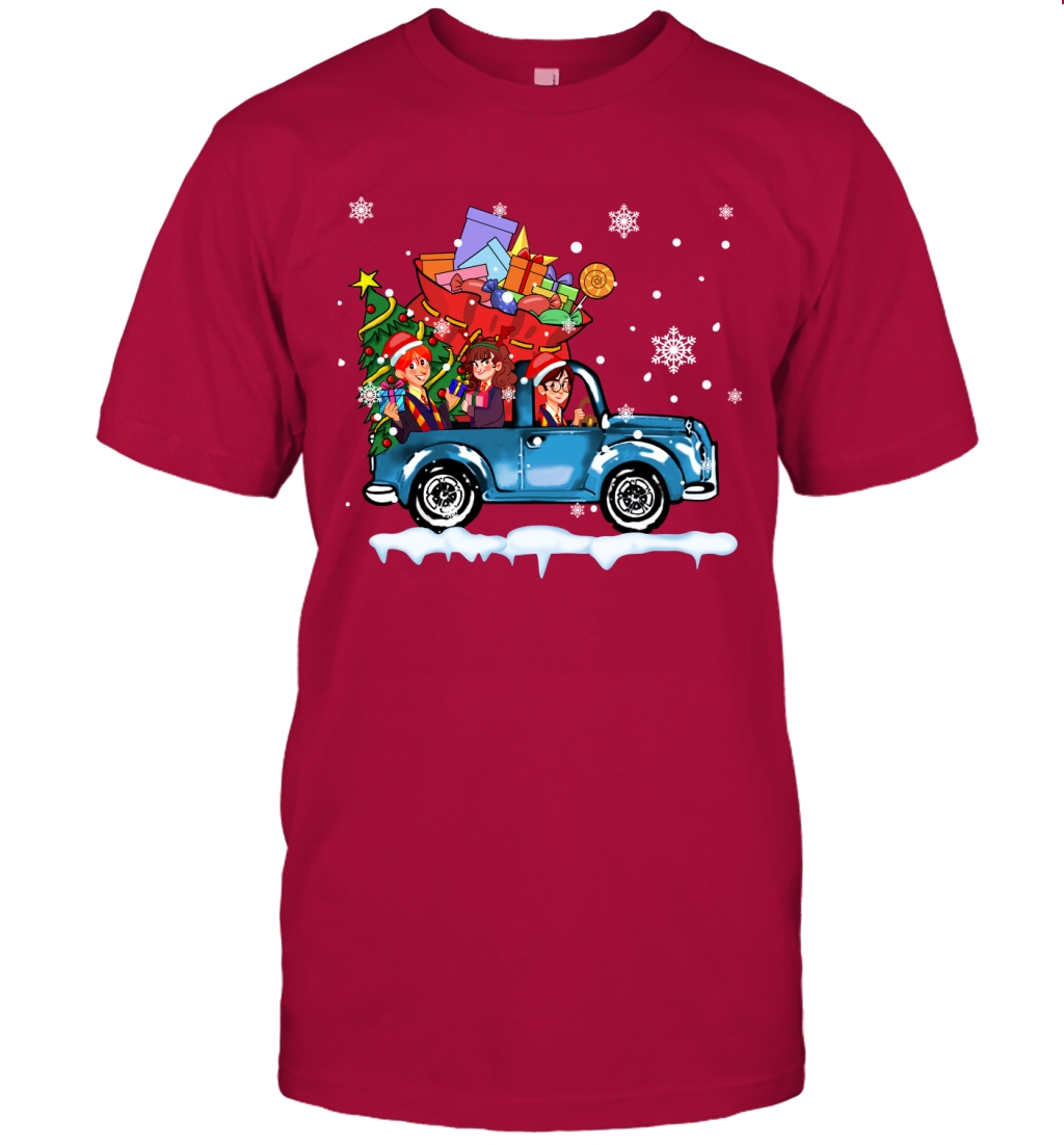 Harry Potter On The Car Merry Christmas T-Shirt T-Shirt Cardinal