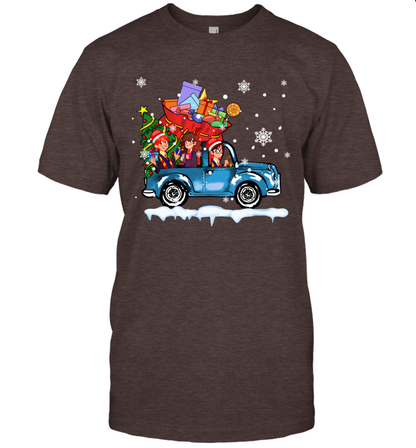 Harry Potter On The Car Merry Christmas T-Shirt T-Shirt Dark Chocolate