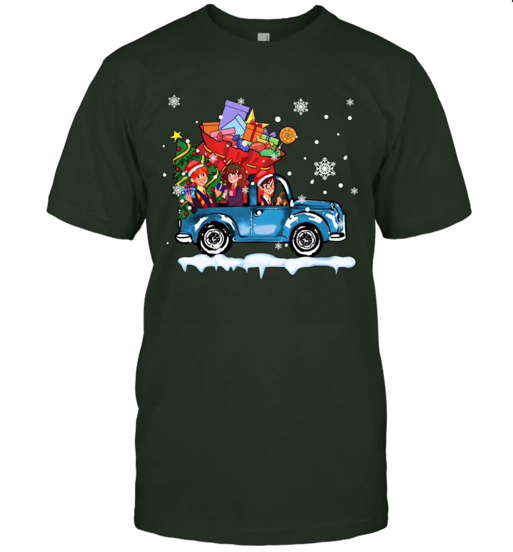 Harry Potter On The Car Merry Christmas T-Shirt T-Shirt Maroon