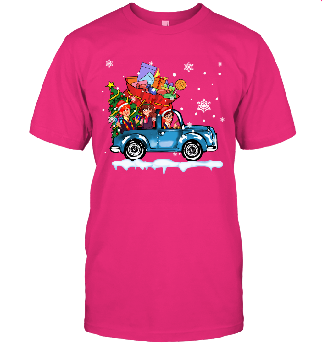 Harry Potter On The Car Merry Christmas T-Shirt T-Shirt Heliconia