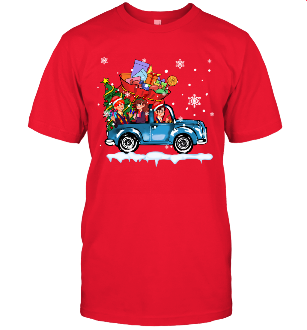 Harry Potter On The Car Merry Christmas T-Shirt T-Shirt Red