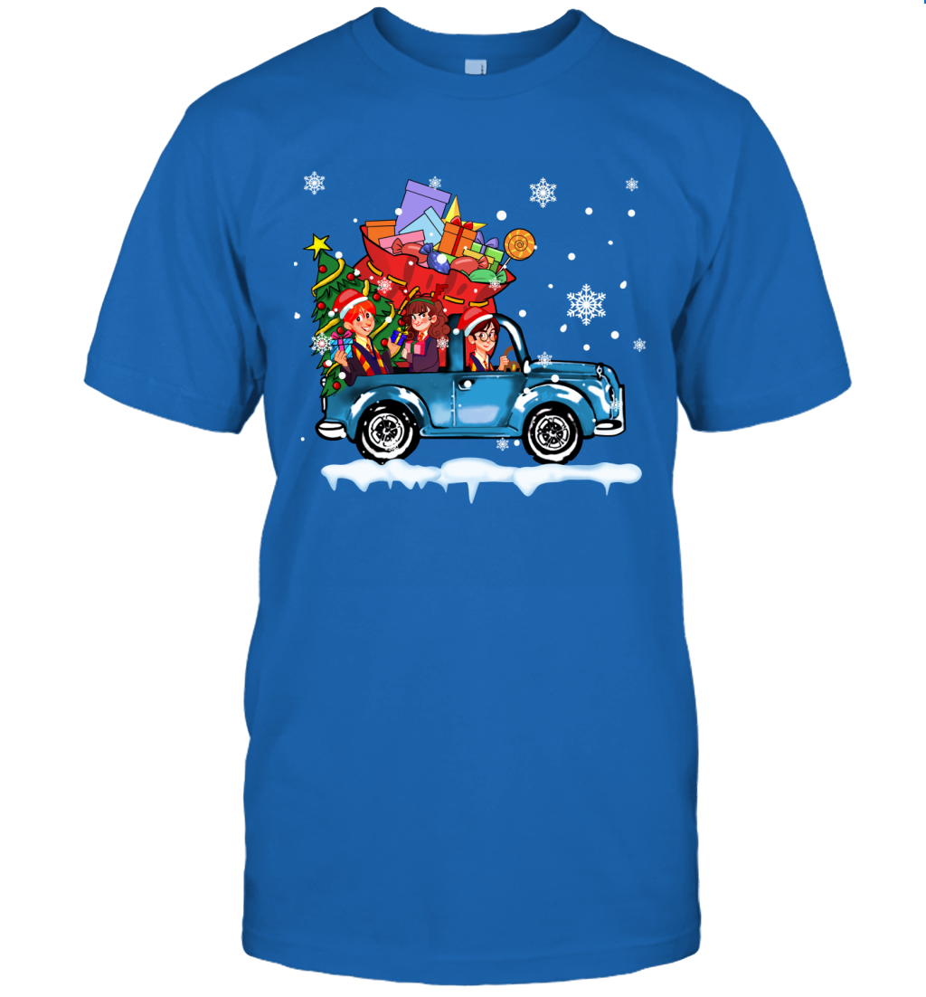 Harry Potter On The Car Merry Christmas T-Shirt T-Shirt Royal