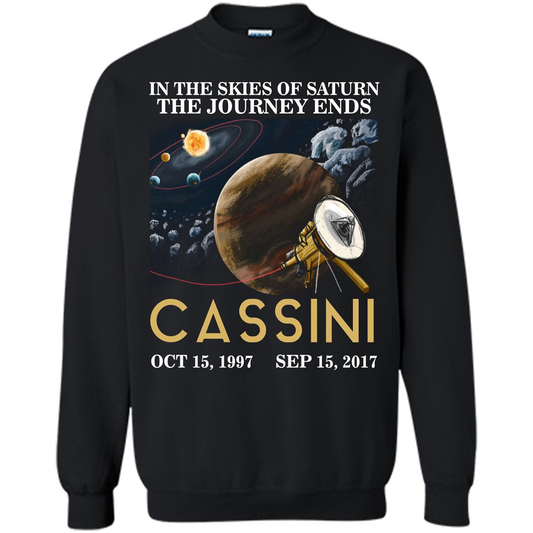 Cassini Grand Finale T-shirt In The Skies Of Saturn T-shirt Black
