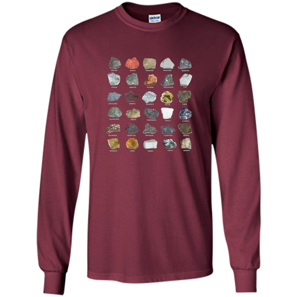 Ores and Minerals Gems and Crystals Rock Collecting T-shirt Maroon