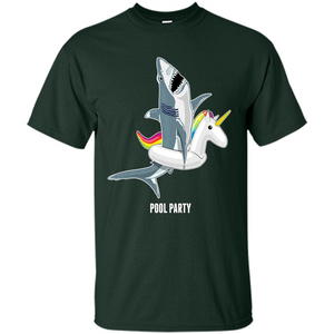 Pool Party Unicorn Float Funny Shark T-shirt