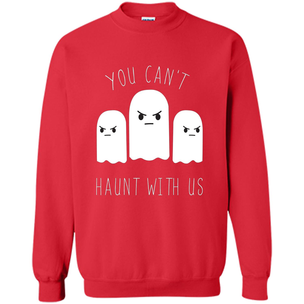 Funny Halloween Ghost T-shirt You Can't Haunt With Us T-Shirt Red