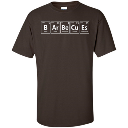 Barbecues (B-Ar-Be-Cu-Es) Funny Elements Spelling T-Shirt Dark Chocolate