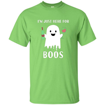 I'm Just Here For Boos T-shirt Funny Halloween Wine for Adults Lime