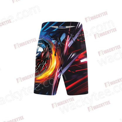 Yu Gi Oh! Blue-Eyes And Red-Eyes Dragon Unisex Beach Shorts