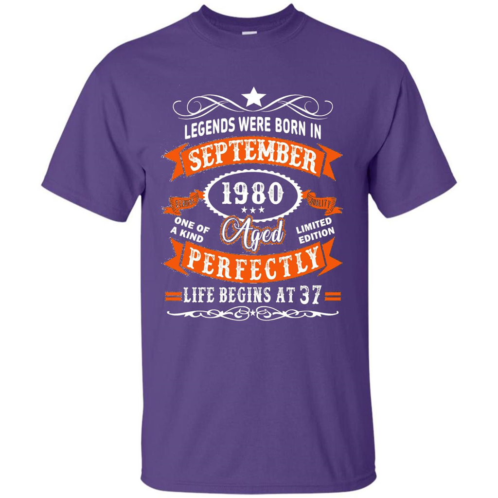 Legends Were Born In September 1980 T-shirt Birthday Gift T-shirt Purple