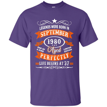 Legends Were Born In September 1980 T-shirt Birthday Gift T-shirt Purple