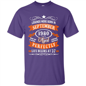 Legends Were Born In September 1980 T-shirt Birthday Gift T-shirt