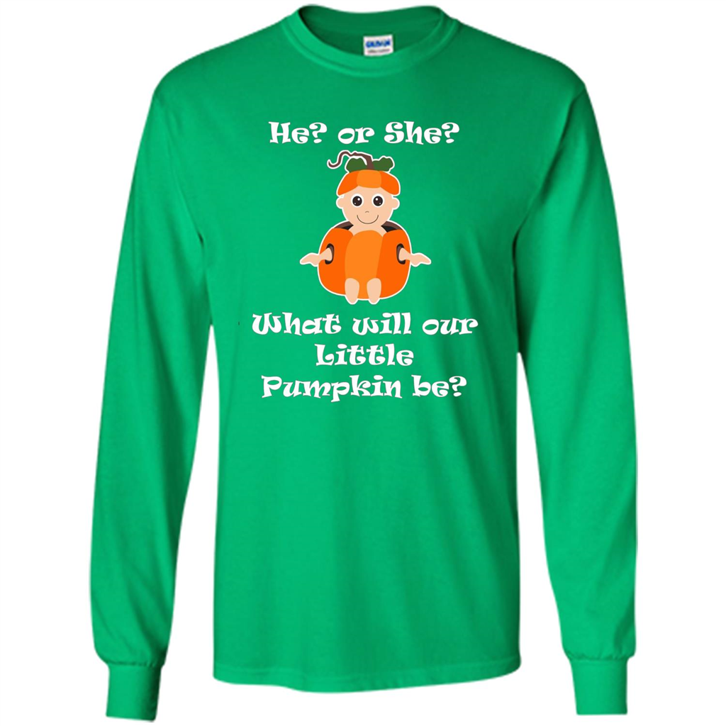 He Or She What Will Little Pumpkin Be Baby Shower T-shirt Irish Green