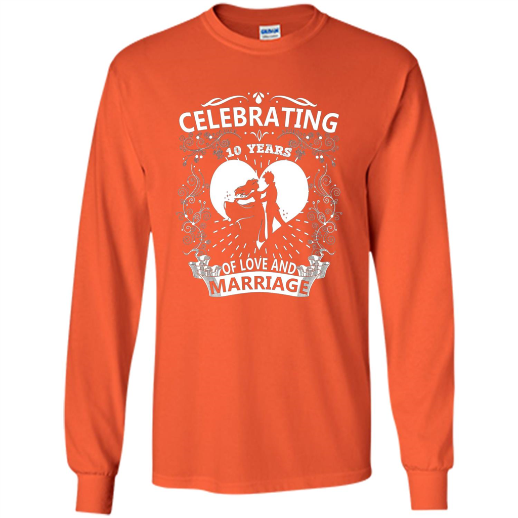 Celebrating 10 Years Wedding Anniversary Tshirt Orange