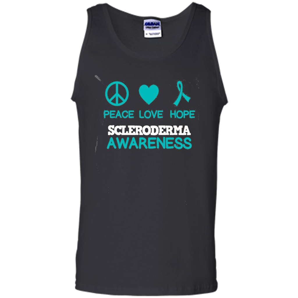 Scleroderma Awareness Ribbon Support T-shirt Peace Love Hope T-shirt Black