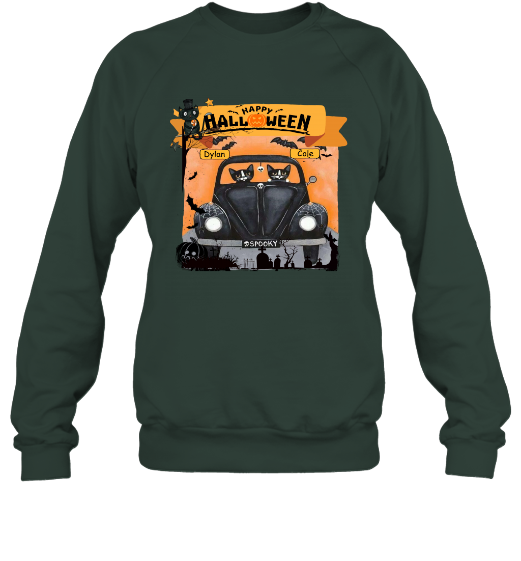 Happy Halloween Couple Cats Friends ( Customized Name ) Sweatshirt Sweatshirt Forest