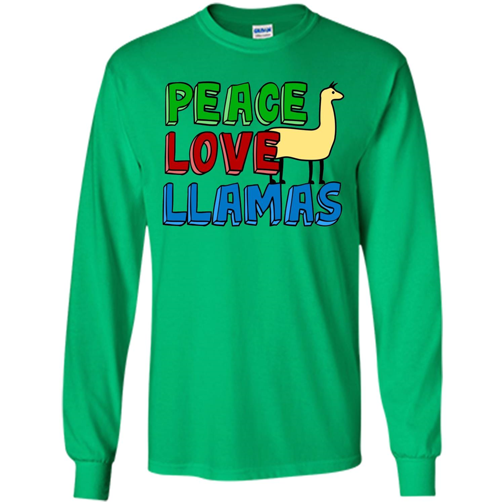Peace Love Llamas T-shirt Irish Green