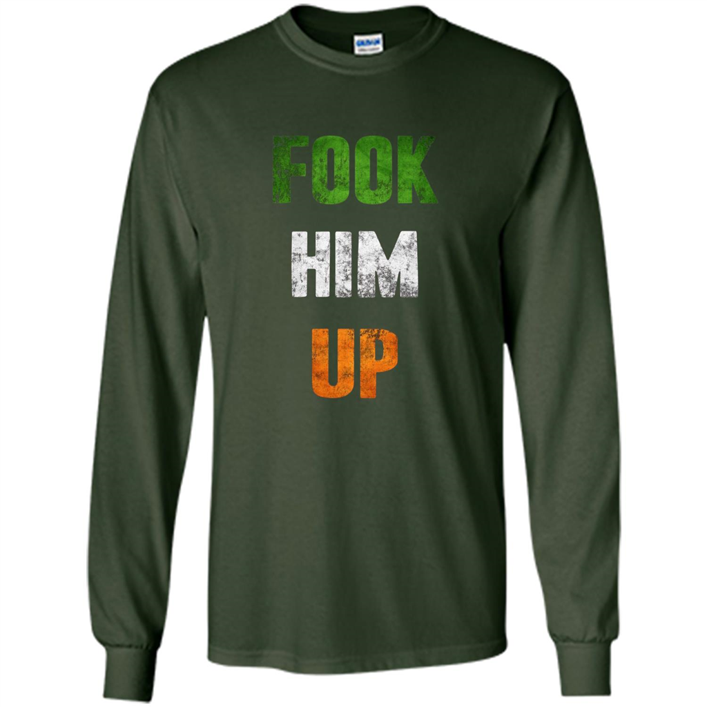 Funny Boxing T-shirt Fook Him Up Irish Boxing T-shirt Forest Green