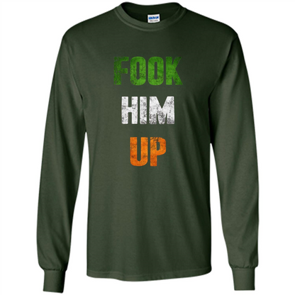 Funny Boxing T-shirt Fook Him Up Irish Boxing T-shirt Forest Green