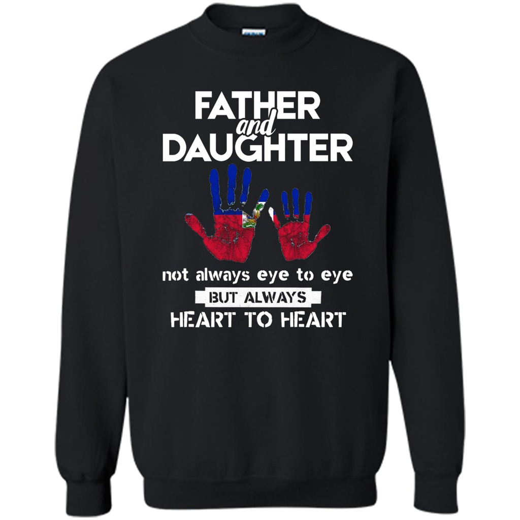 Father And Daughter Father's Day T-shirt Heart To Heart Black