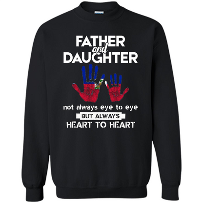 Father And Daughter Father's Day T-shirt Heart To Heart Black