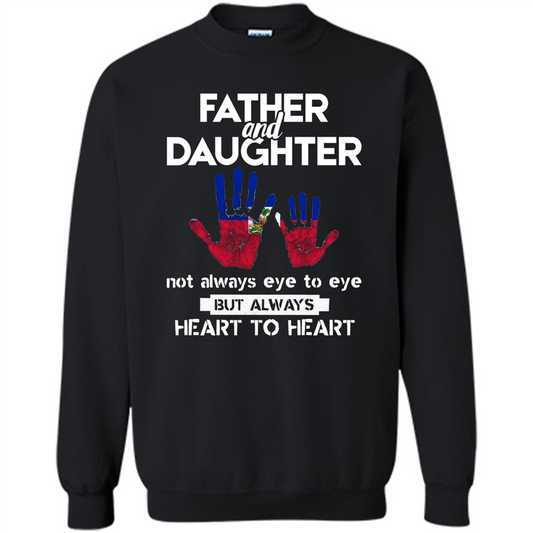 Father And Daughter Father's Day T-shirt Heart To Heart Black
