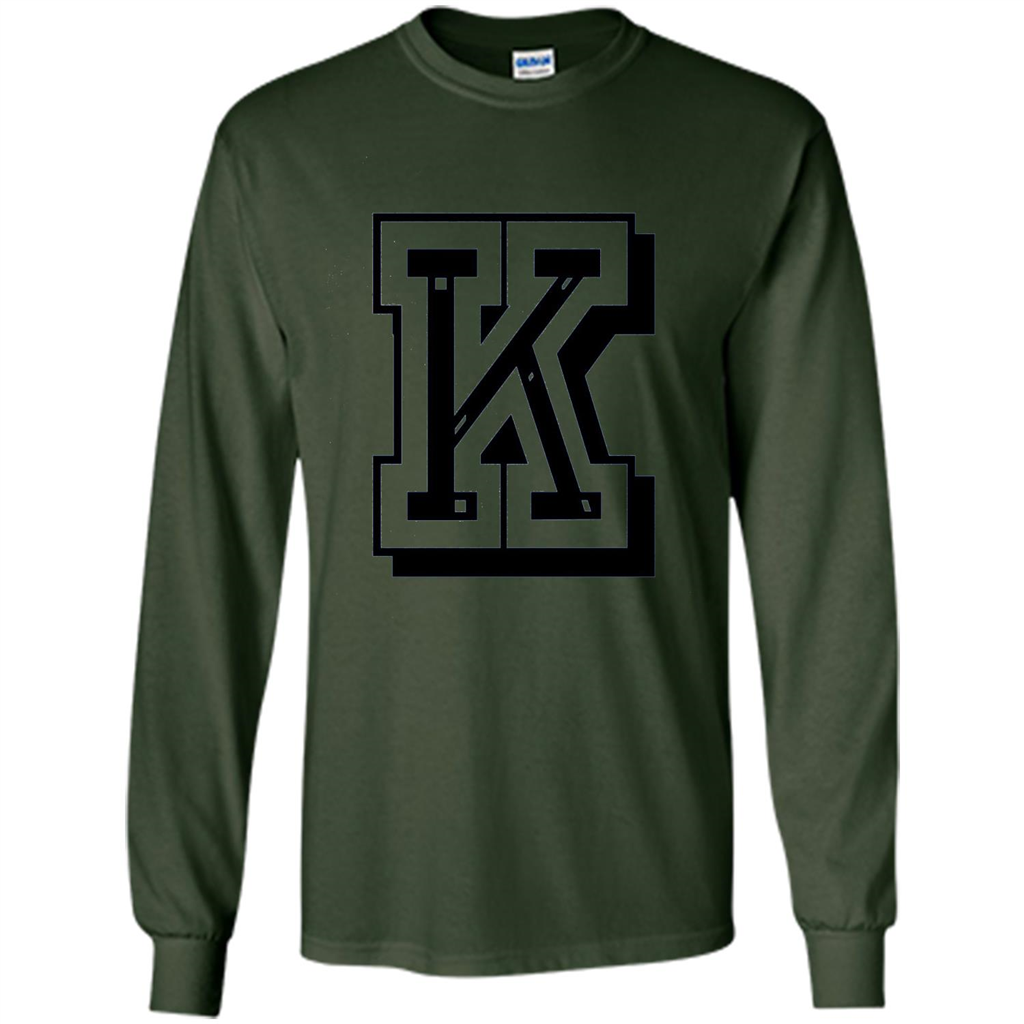 Letter K Initial T-Shirt for Names or Spelling Words Forest Green
