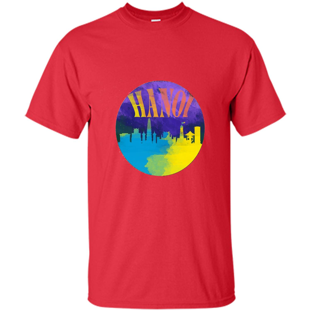 Love Vietnam T-shirt Hanoi Skyline Horizon Sunset Red
