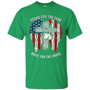 Military T-shirt Stand For The Flag Kneel For The Cross