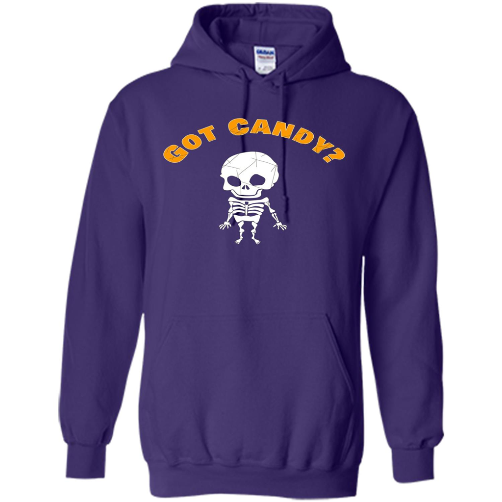 Cute Skeleton Asking For Candy Halloween T-shirt Purple