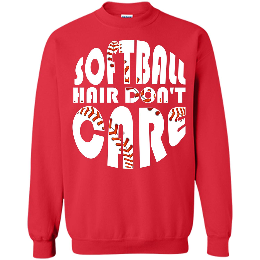 Softball Lover T-shirt Softball Hair Don't Care T-shirt Red