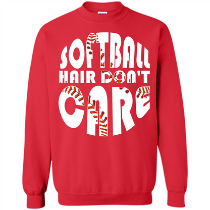 Softball Lover T-shirt Softball Hair Don't Care T-shirt Red