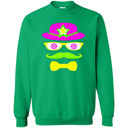 Neon Party Hat, Glasses, Mustache, Tie Theme Party T-shirt Irish Green
