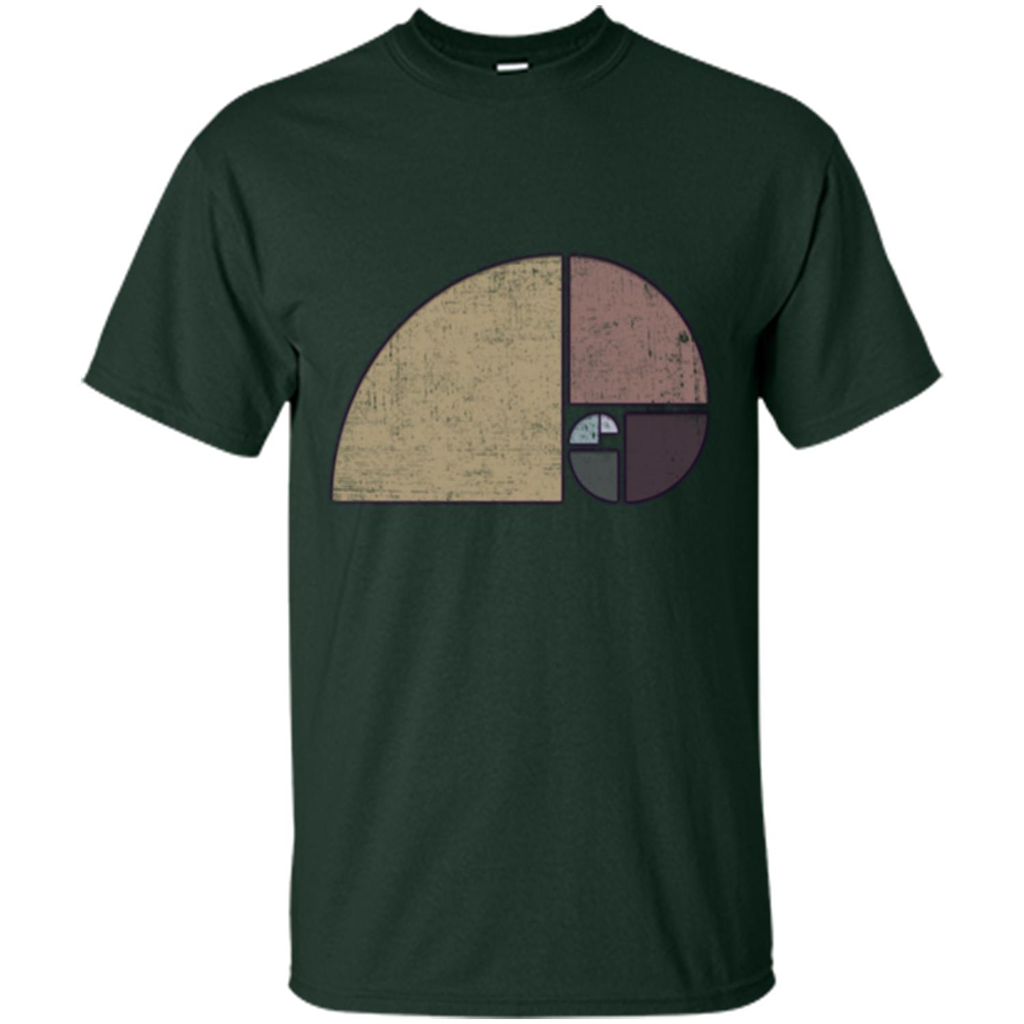 Distressed Geometric Fibonacci Spiral T-sihrt Forest Green