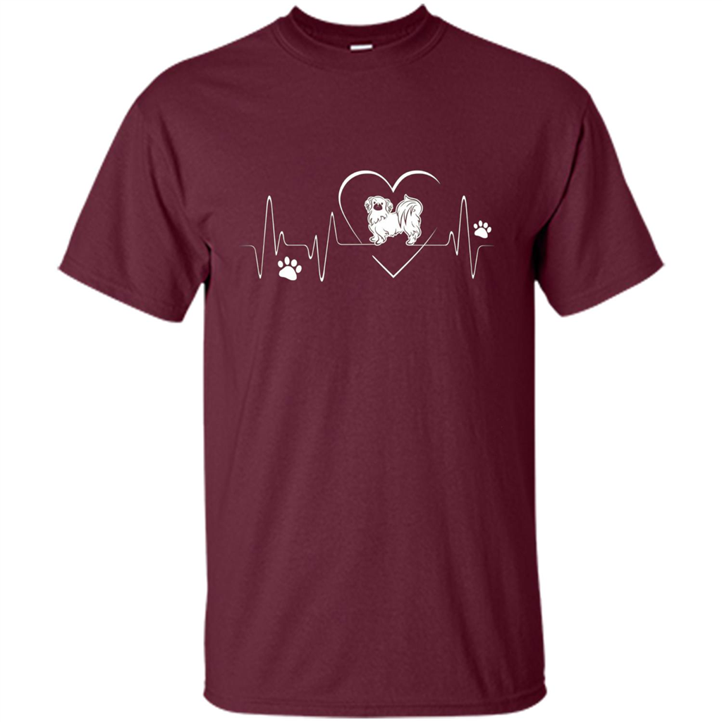 Pekehund T-shirt Pekehund Heart Beat T-shirt Maroon