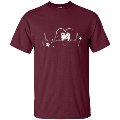 Pekehund T-shirt Pekehund Heart Beat T-shirt Maroon