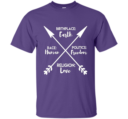 Birthplace Earth Race Human Politics Religion Love T-Shirt cool shirt Purple