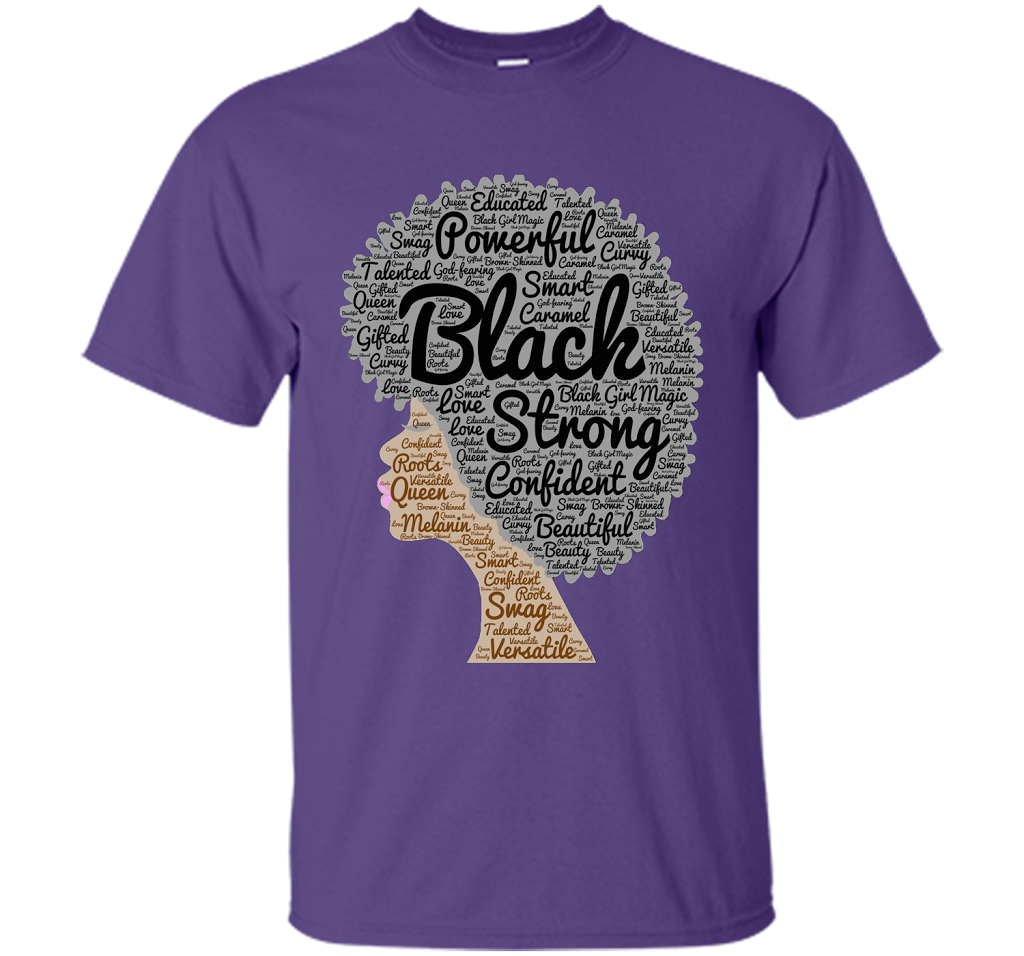 Afro Word Art Natural Hair T-Shirt for Black Women shirt Purple