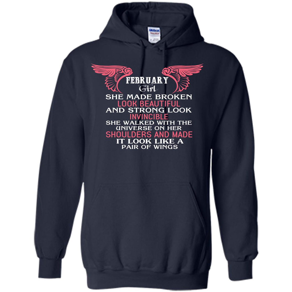 February Girl She Made Broken Look Beautiful T-shirt Navy