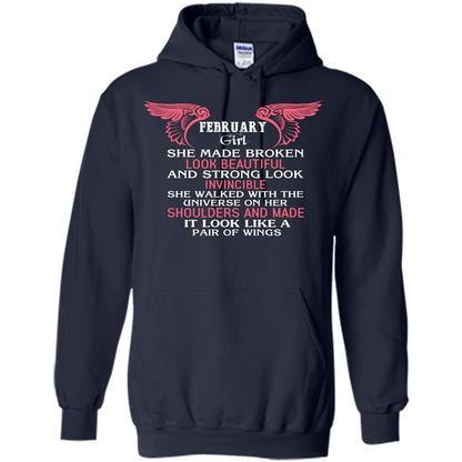 February Girl She Made Broken Look Beautiful T-shirt Navy