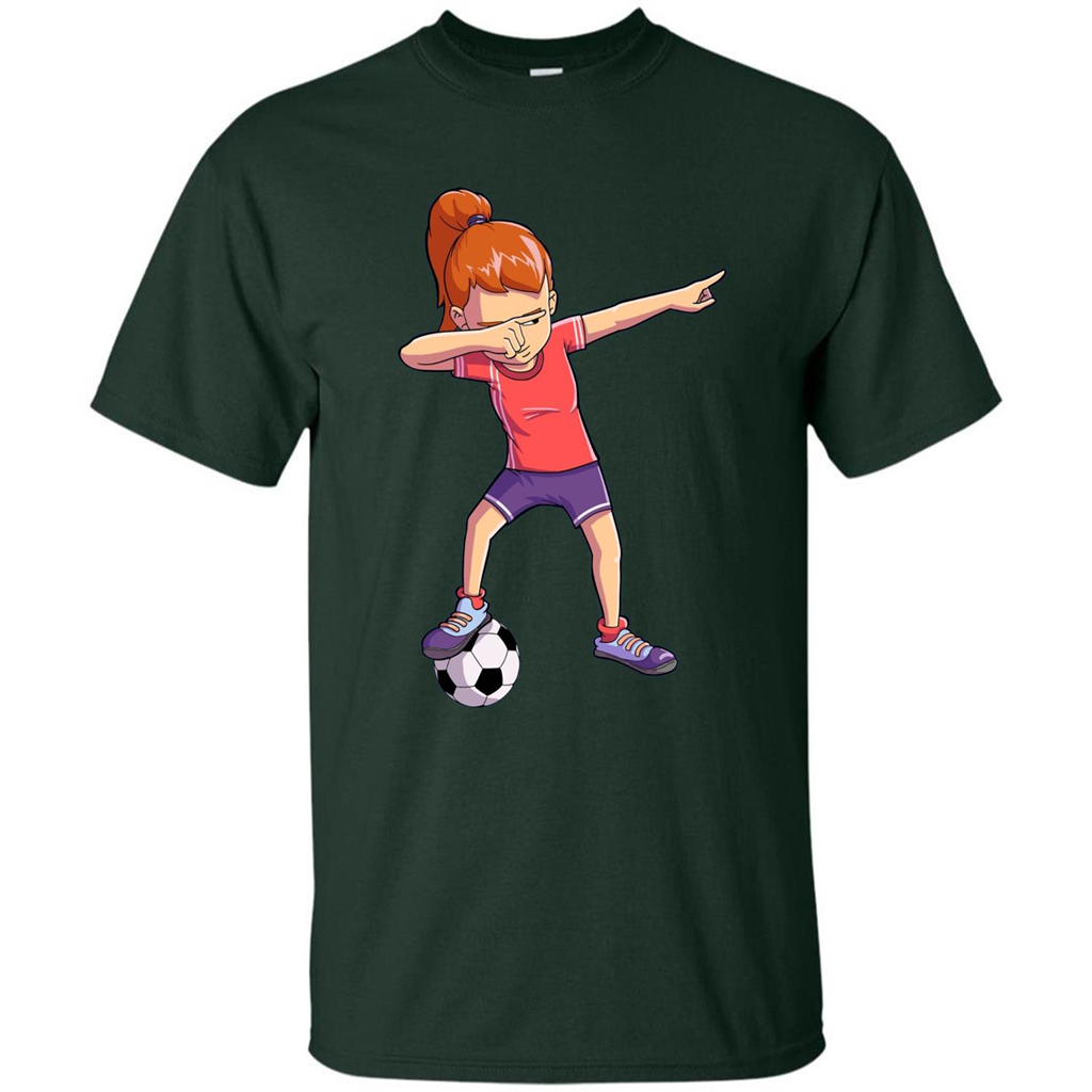 Dabbing Soccer Girl T-shirt Dab Dance T-shirt Forest Green