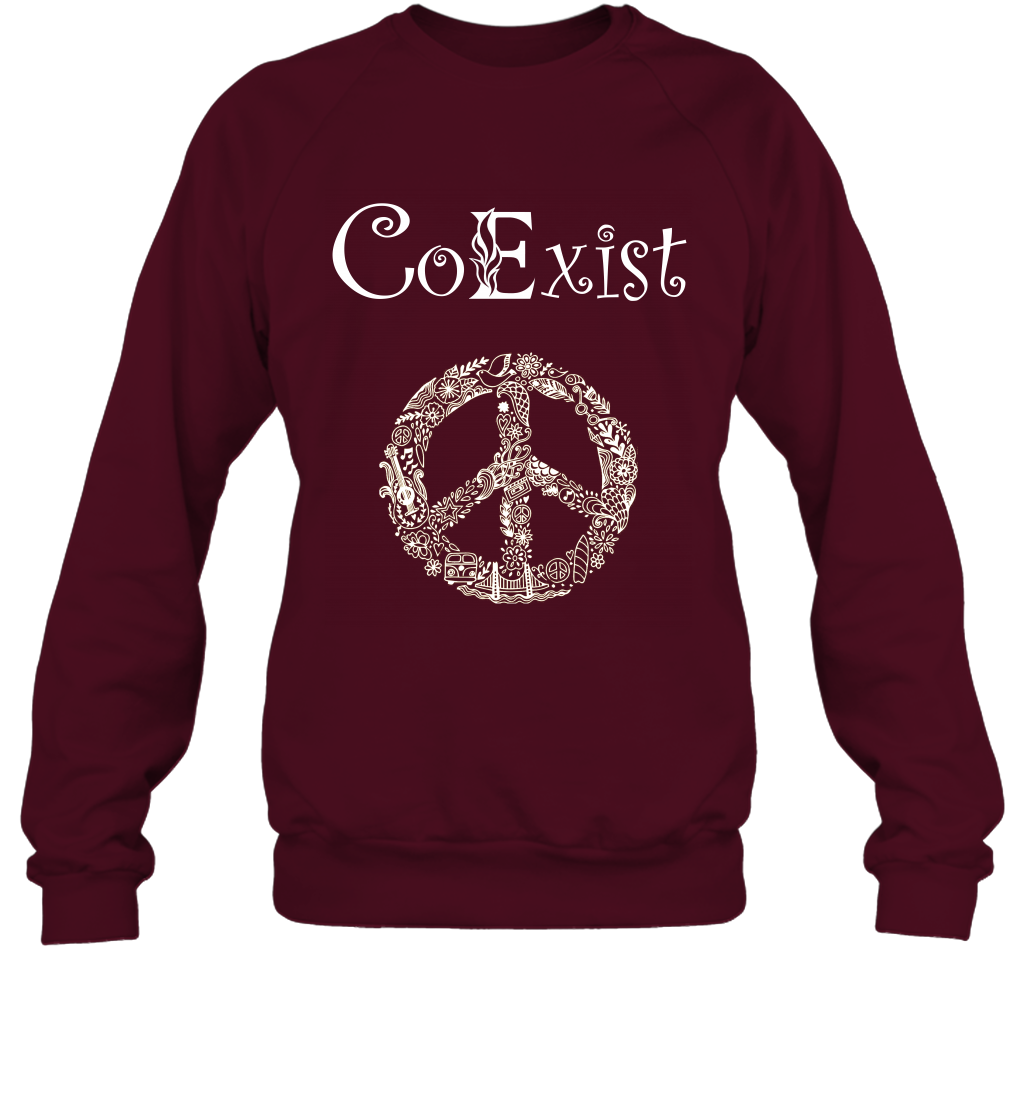 Co Exist Shirt Sweatshirt Sweatshirt Maroon