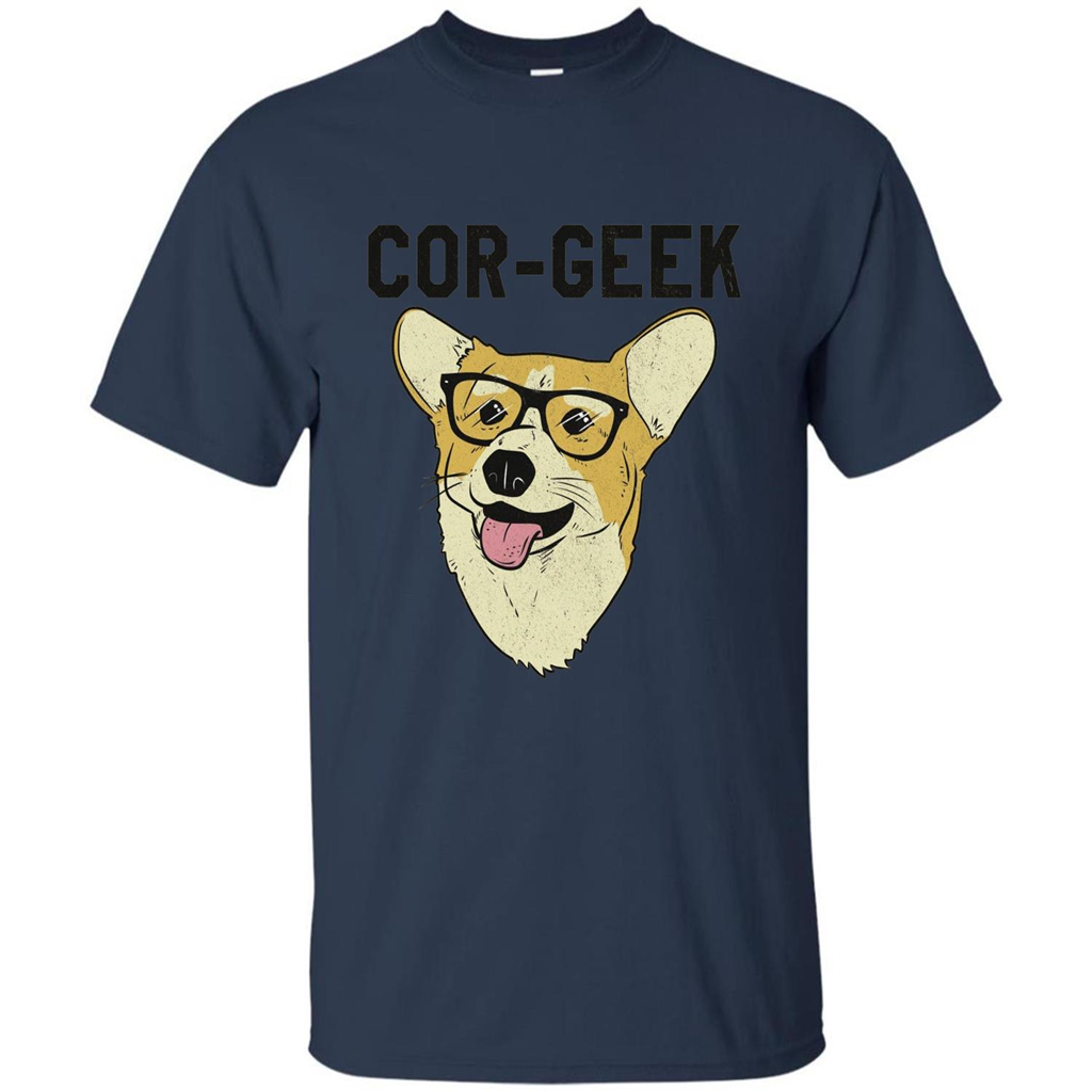 Cor-Geek Funny Corgi Nerd T-shirt Navy