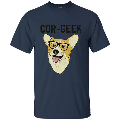 Cor-Geek Funny Corgi Nerd T-shirt Navy