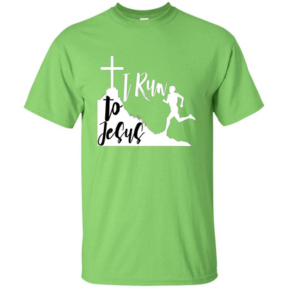 Christian T-shirt I Run To Jesus Lime