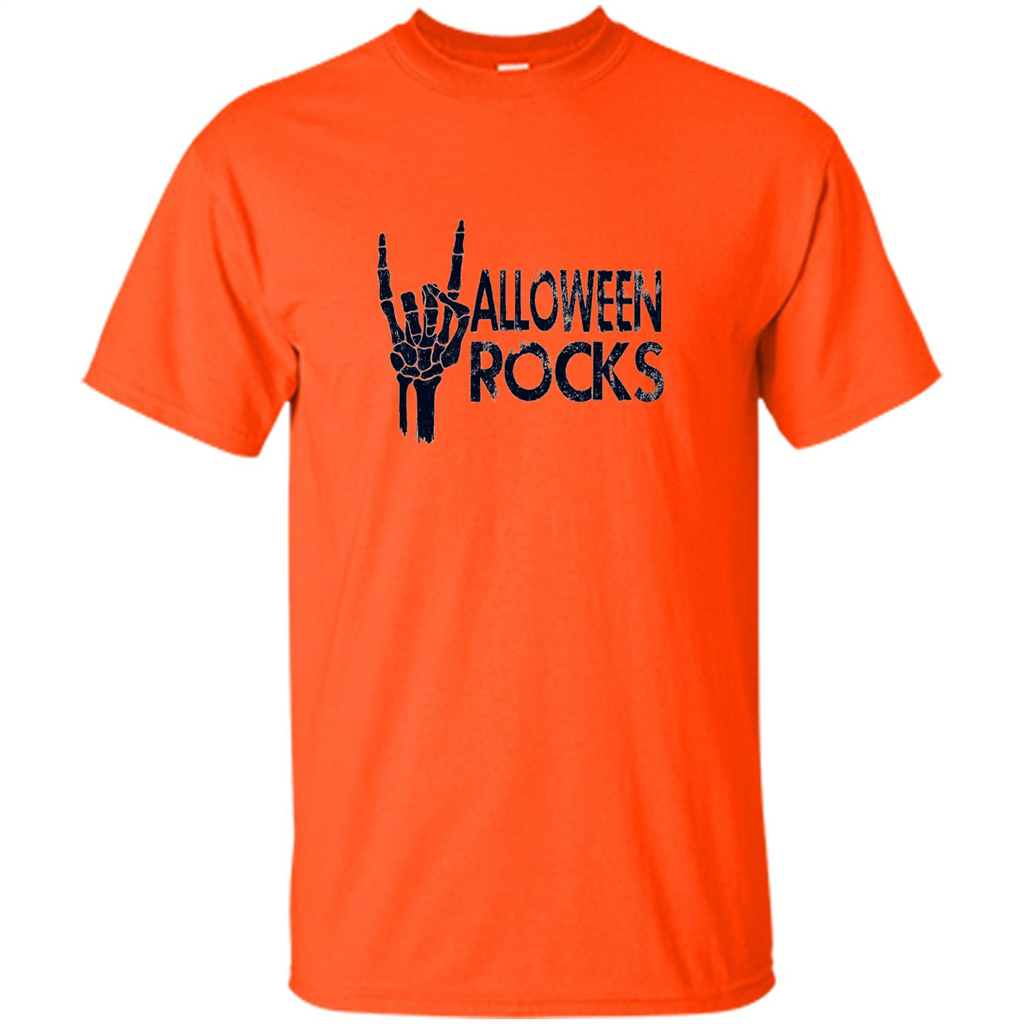 Halloween Rocks Skeleton T-shirt Orange
